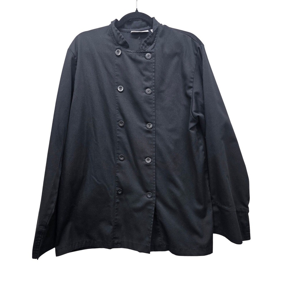 Chef Works Black Double Breasted Chef Coat Jacket Mens Medium Professional Twill